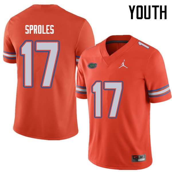 NCAA Florida Gators Nick Sproles Youth #17 Jordan Brand Orange Stitched Authentic College Football Jersey JLH3264DF